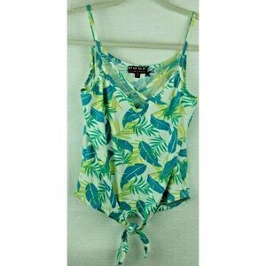 Womens Poof Tank Top Blue Green Floral Print Aloha Hawaii Womens M